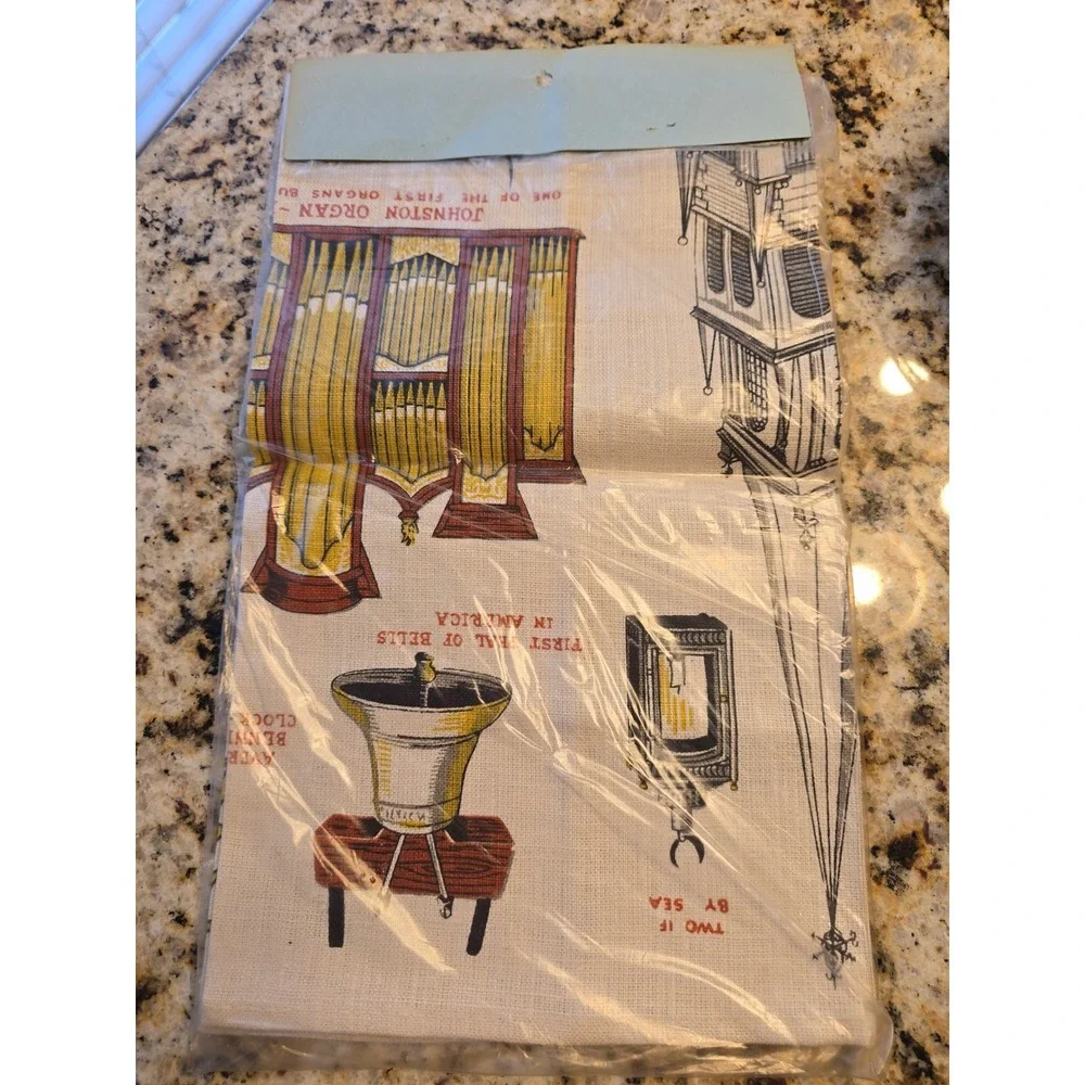 Old North Church Paul Revere Fame Linen Tea Towel Boston Massachusetts Built1723